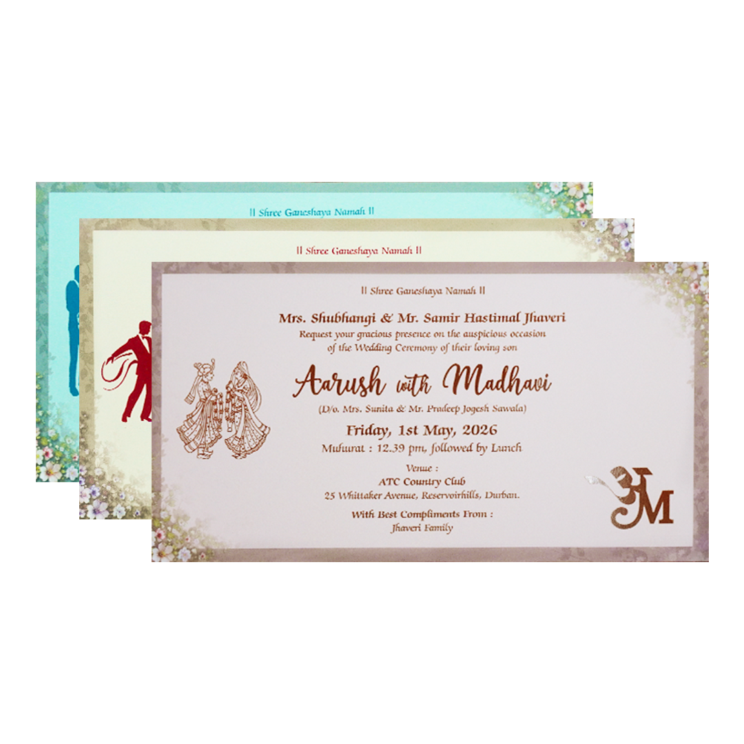 Green Floral Padded Wedding Card-KSH72290