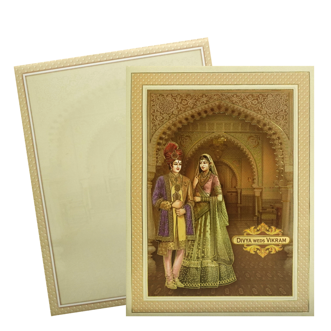 Cream Bride Groom Nameplate Wedding Card-King of Cards