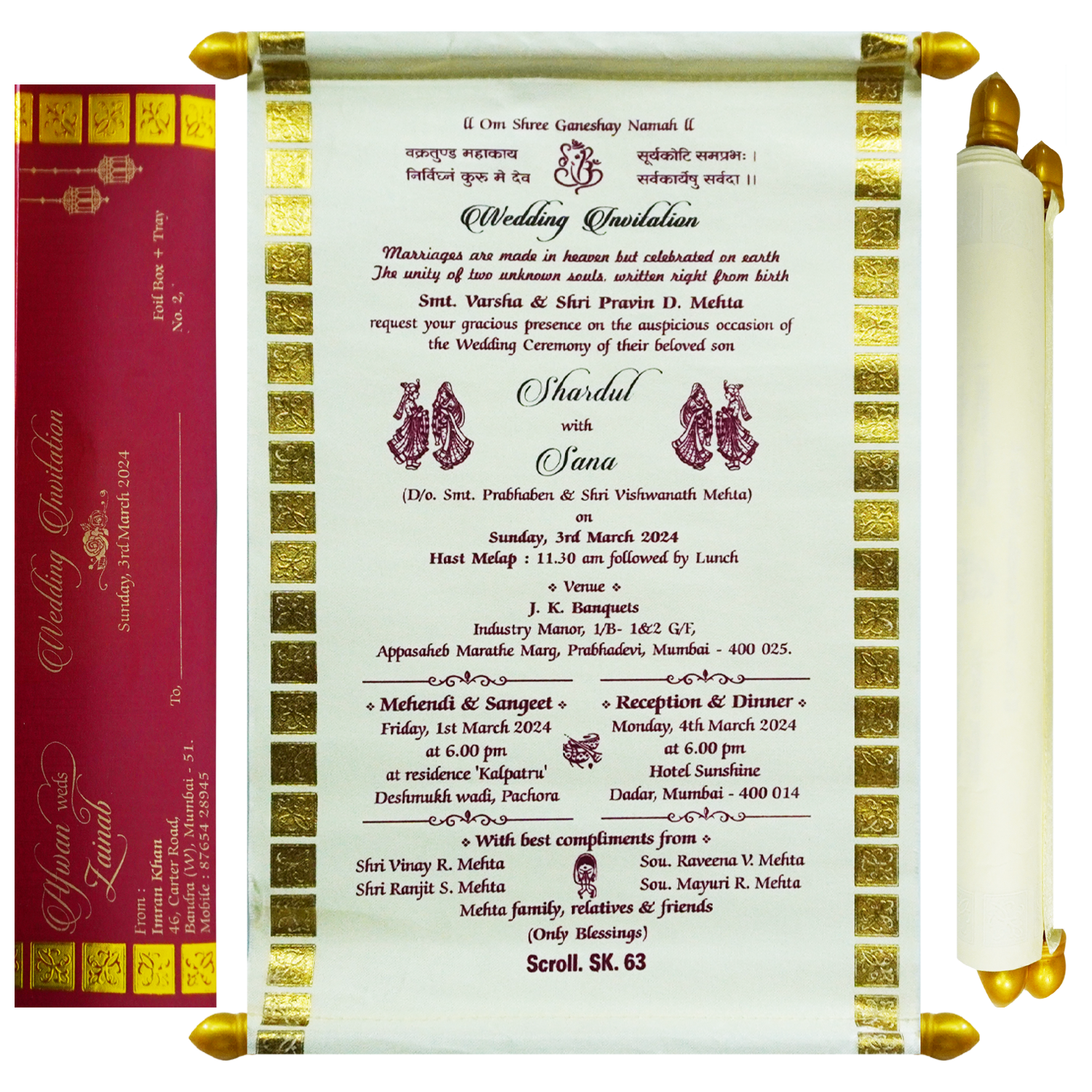 Silk White Satin Scroll Card-King of Cards