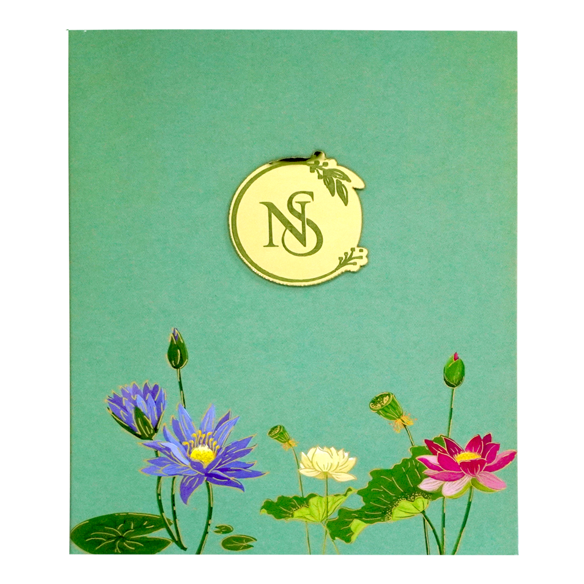 Green Floral Padded Wedding Card-KBM04090