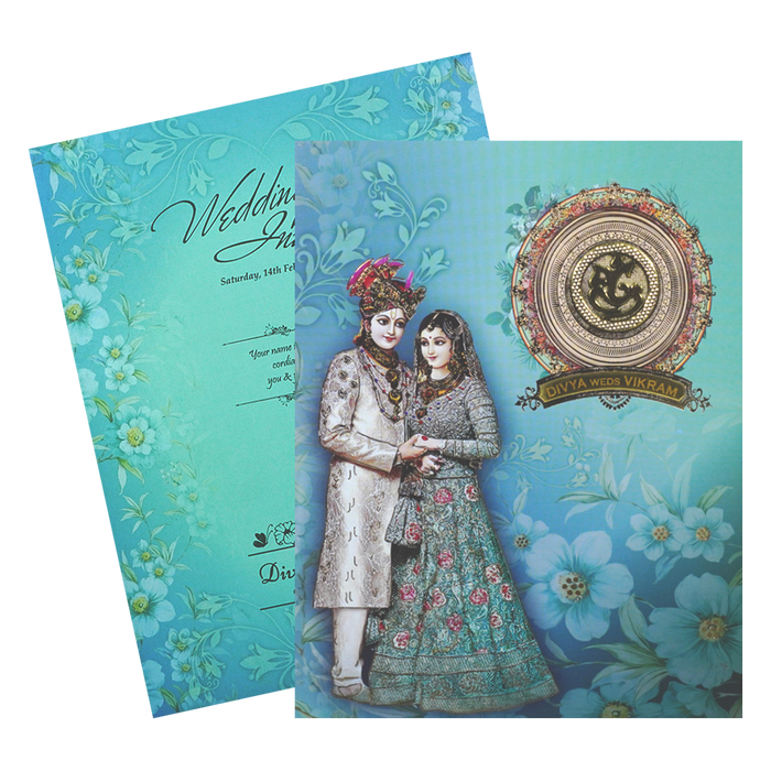Green Bride And Groom Wedding Card-KNKJ1105-King of Cards