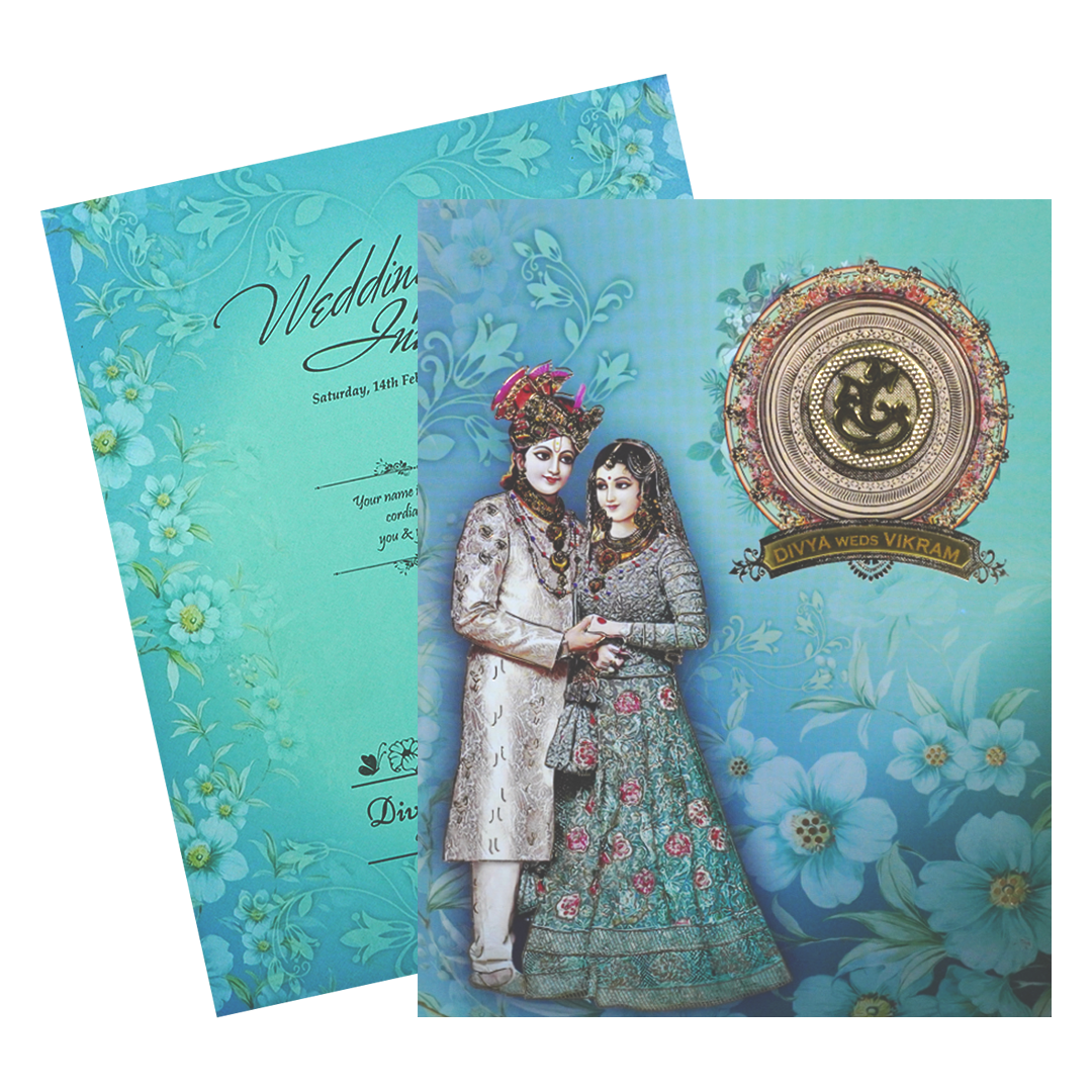 Green Bride And Groom Wedding Card-KNKJ1105