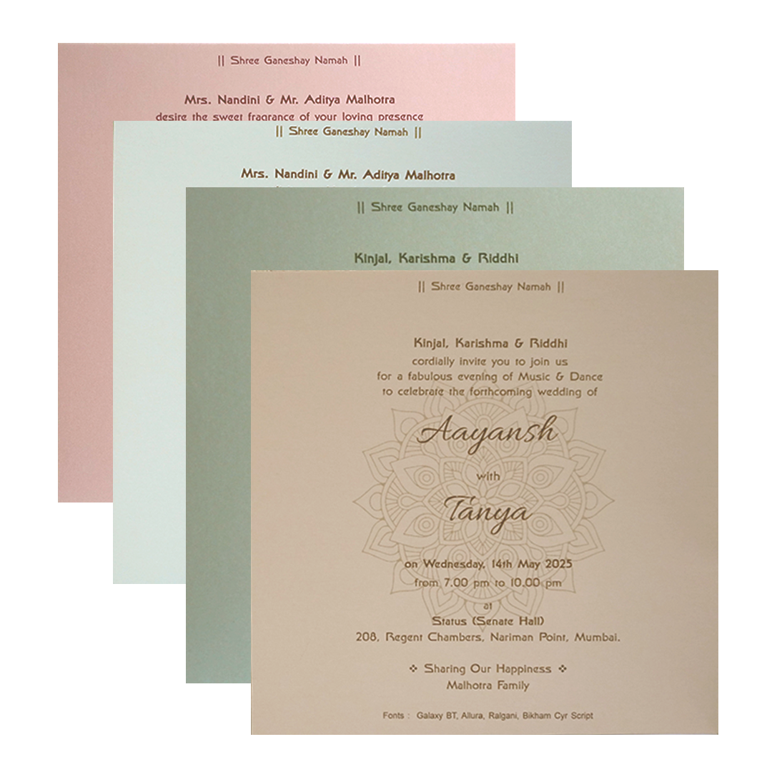 Pearl White Leaves Wedding Card-KRC30601