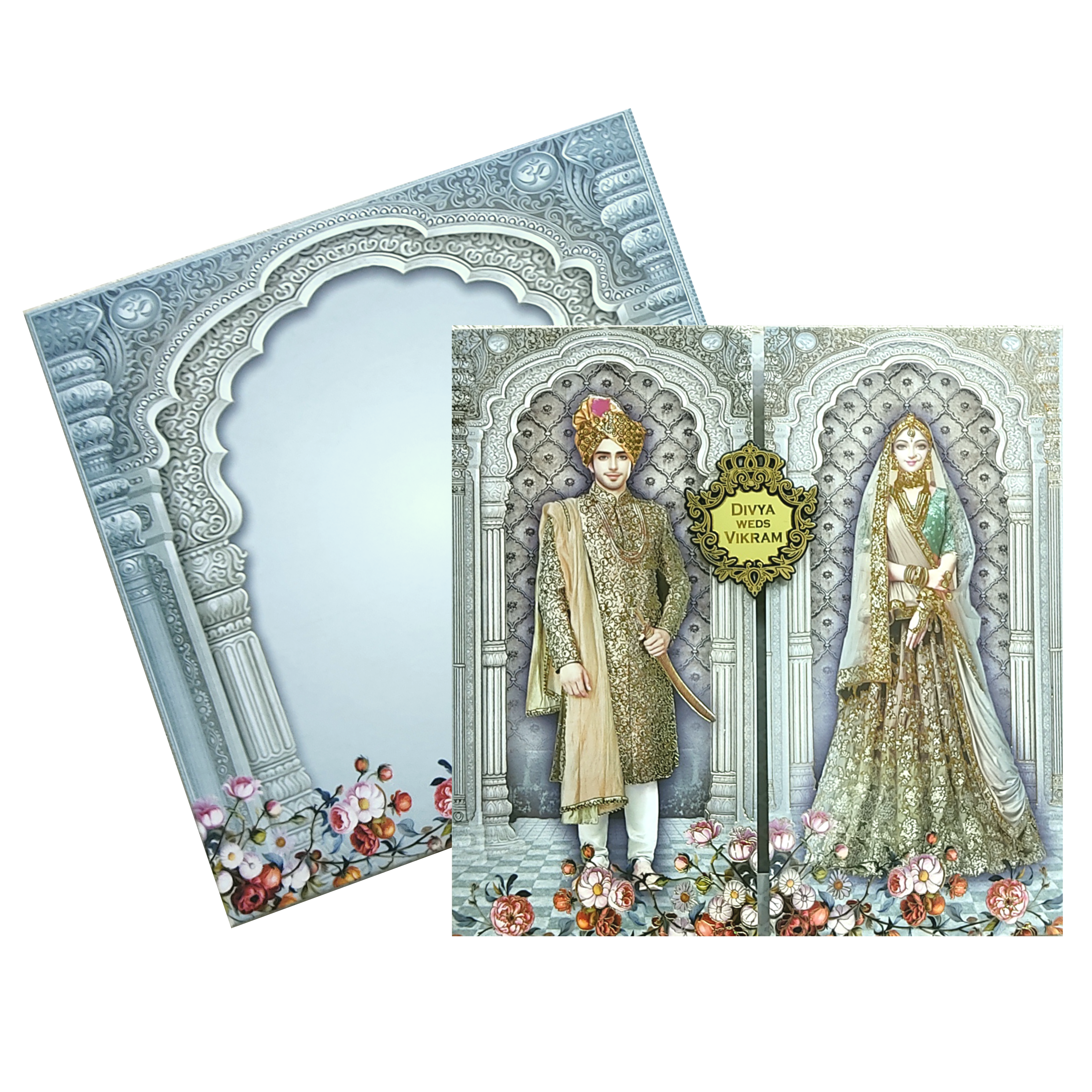 Grey Bride and Groom Door Type Invitation Card-King of Cards