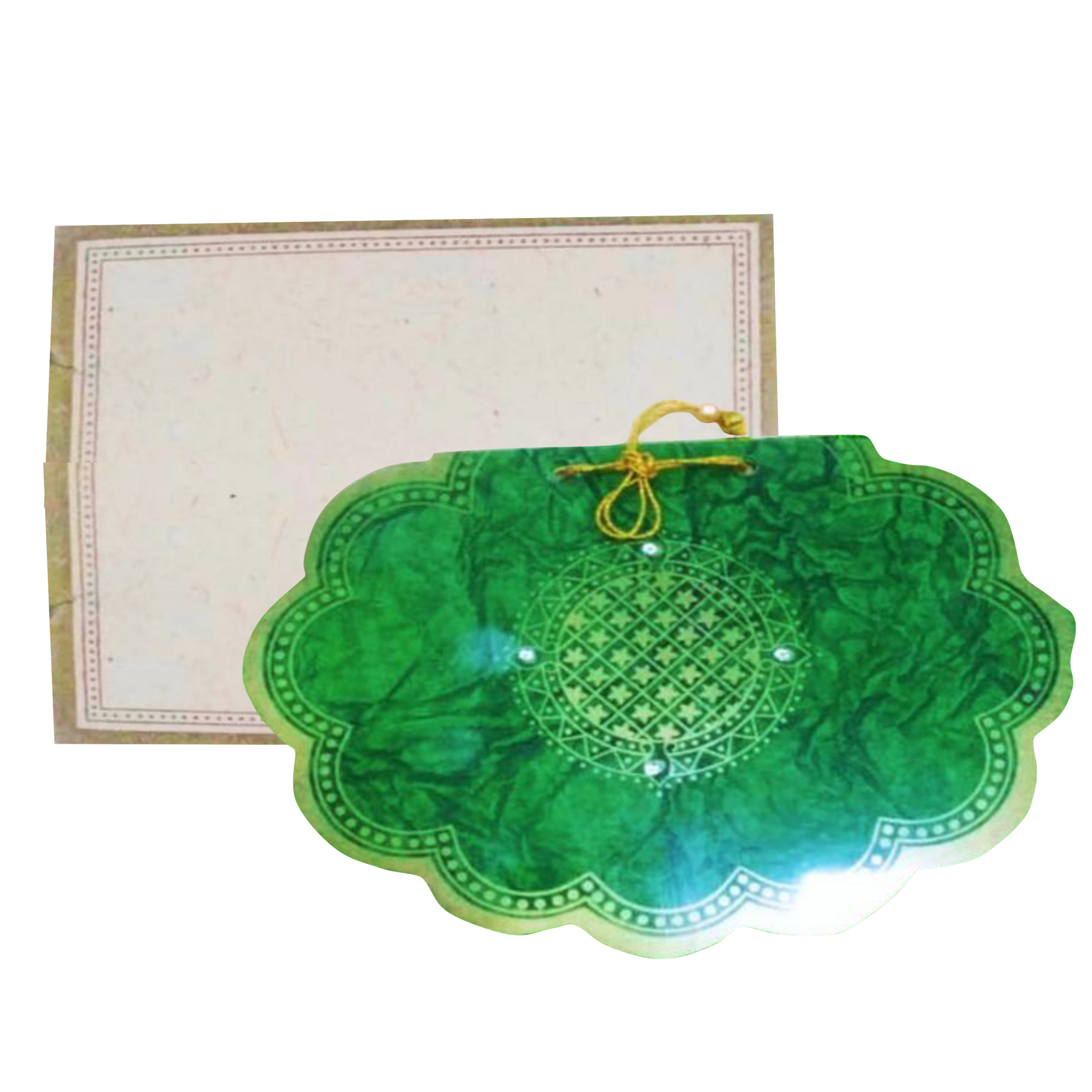 Check out the collection of Green hand made pesonal with gold foiling invitation card at best price. &