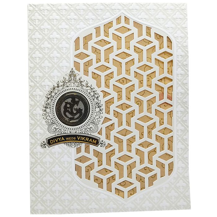 White Traditional Die Cut Invitation-KNK4104W-King of Cards