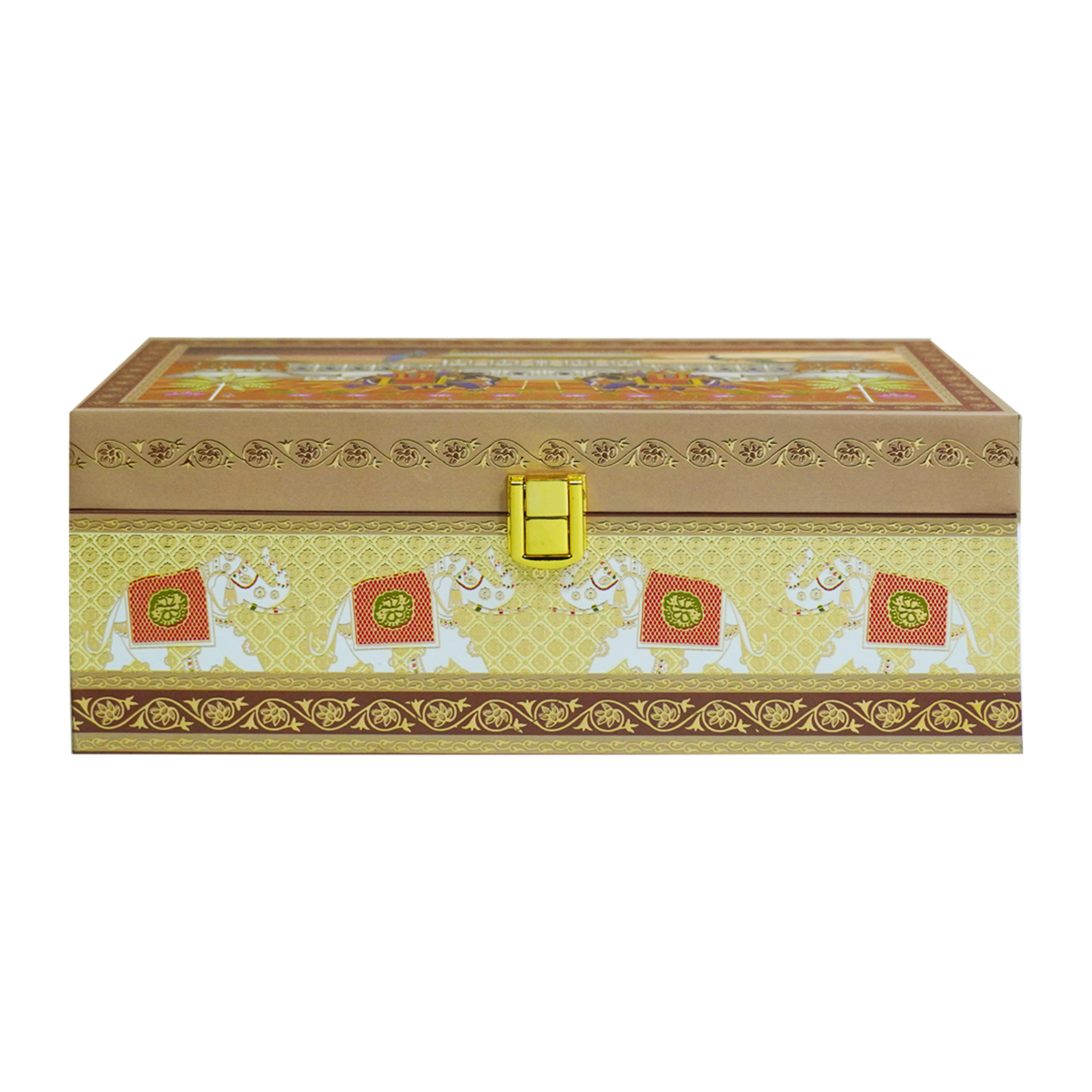 Brown Traditional Palace Wedding Card-KBX1105