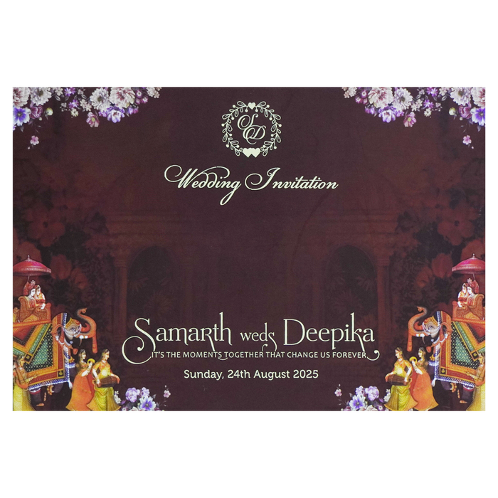 Chocolate Brown Floral Invitation-King of Cards