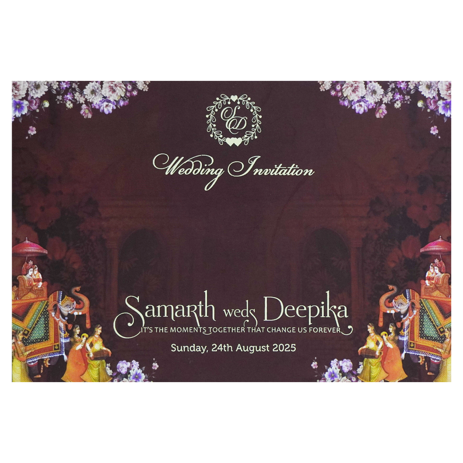 Chocolate Brown Floral Invitation-KVN07120