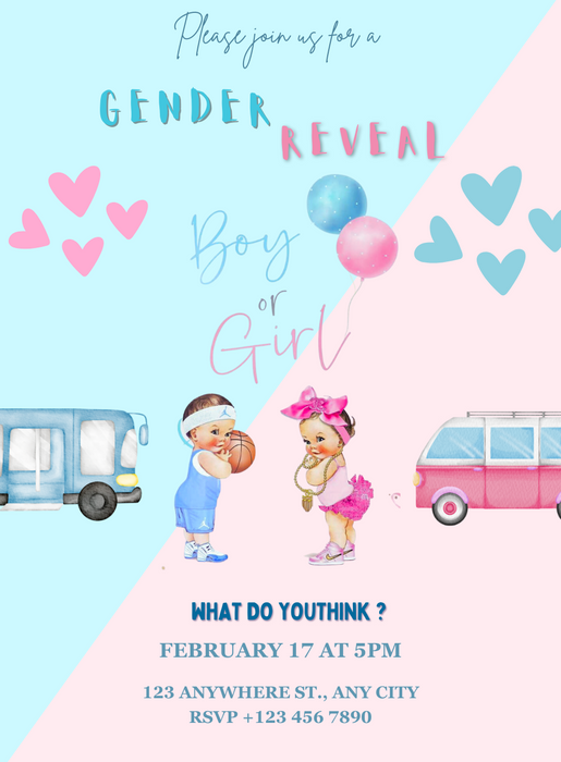 Baby Blast Gender Reveal Invitation-King of Cards