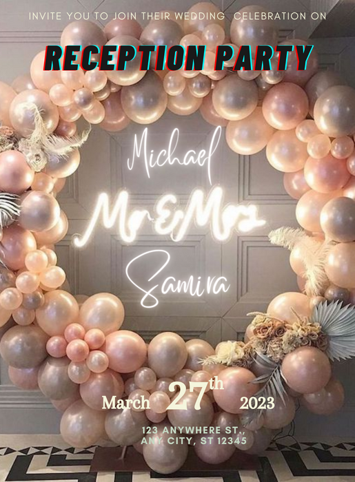 Balloon Arch Reception Party Invitation-King of Cards