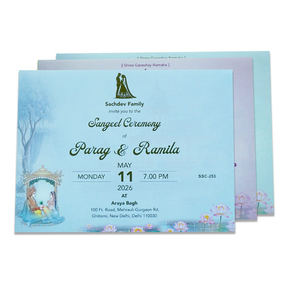 Radha Krishna Boat Theme Padded Wedding Card - KSSC2530