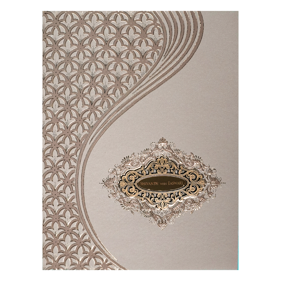 Pink Gold Geometric Padded Wedding Card-KSSC2190