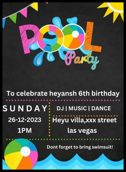 Beach Ball Pool Party Invitation-AAPPI019