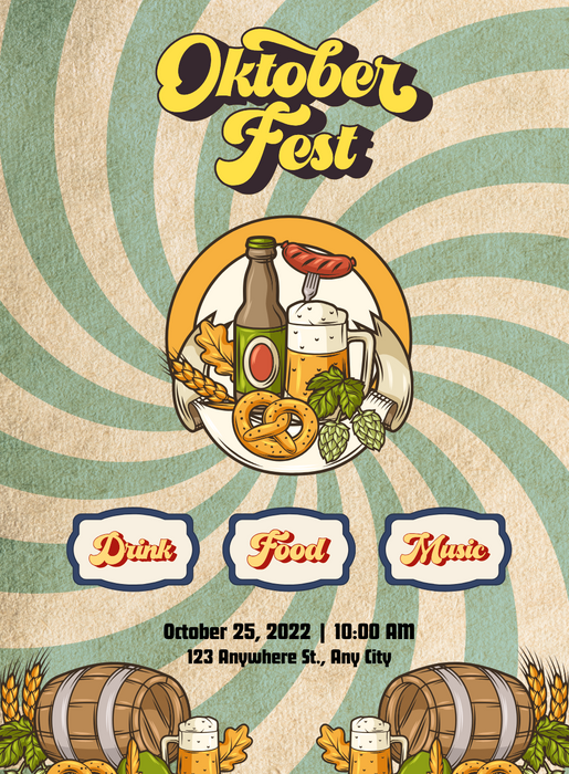 Beige Barrel Oktoberfest Invitation-King of Cards