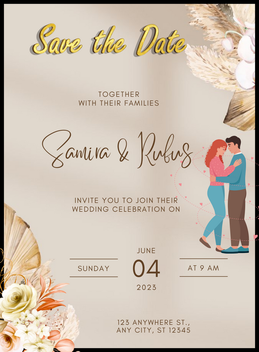 Beige Floral Classic Invitation-AACLS002