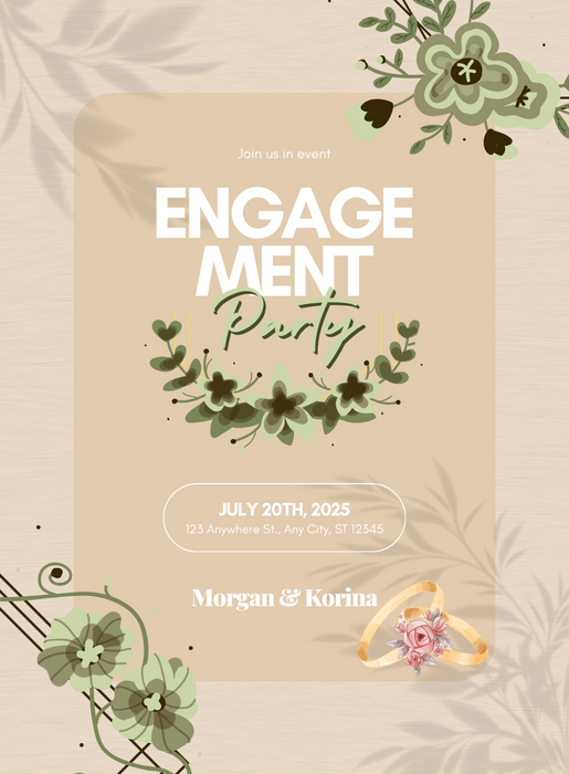 Beige Love Engagement Invitations-King of Cards