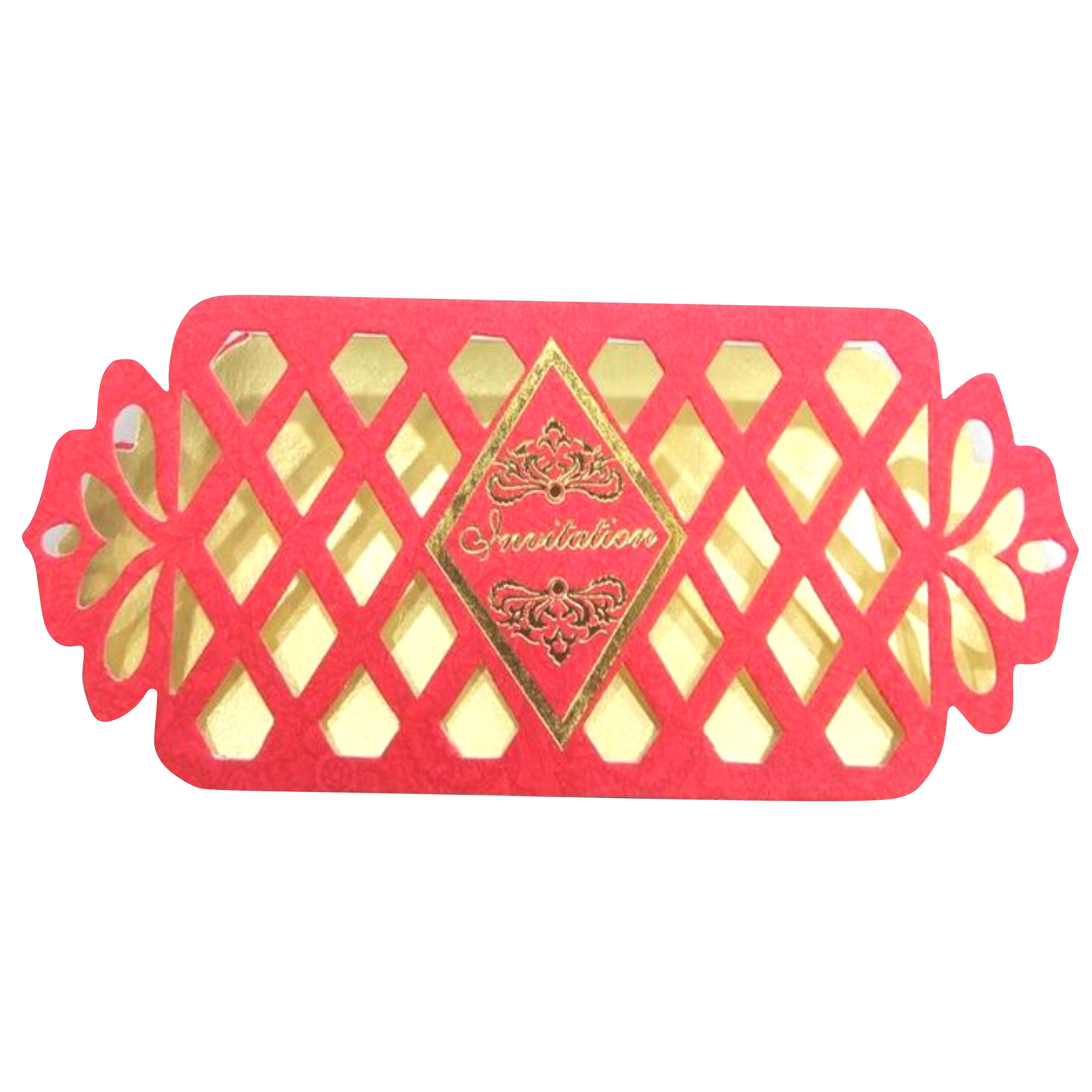 Charming Cut Design With Red Shaded Wedding Card - KNKSP729