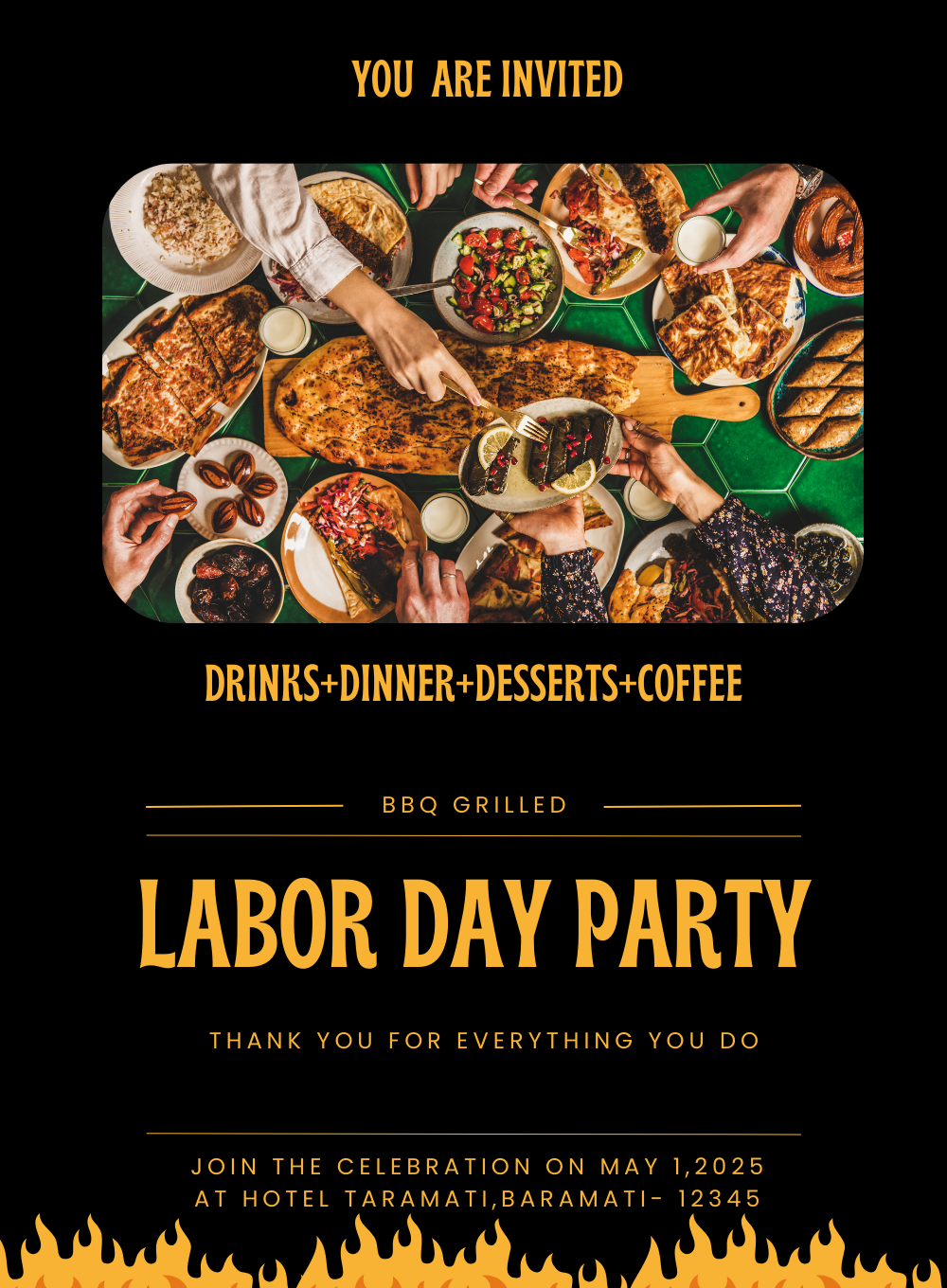 Black Barbeque labor day Invitation-King of Cards