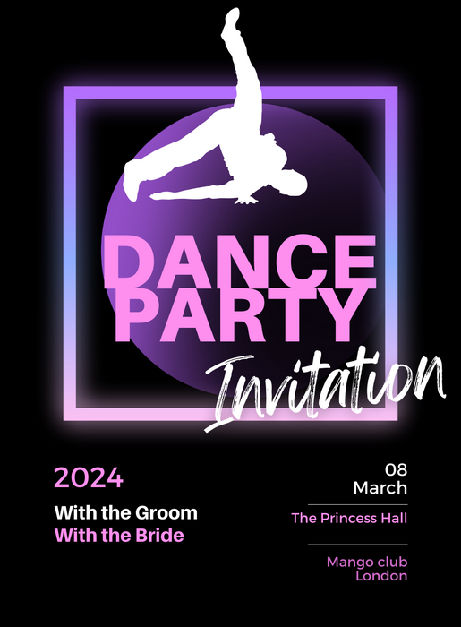 Black Disco Dance Party Invitation-King of Cards