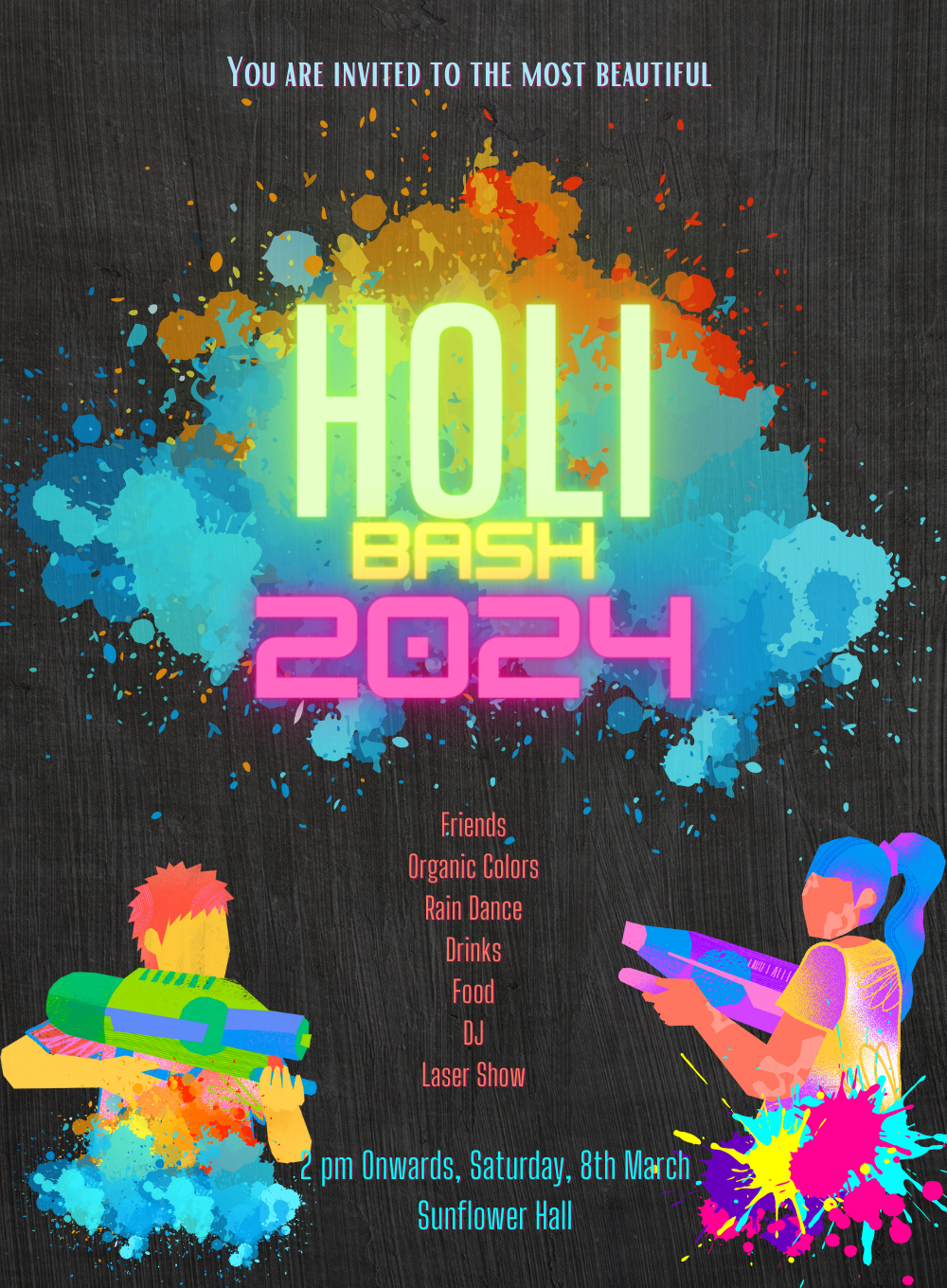 Black Pichkari Holi Invitation-AAHOL010