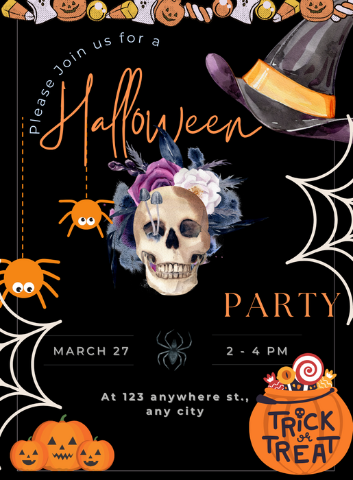 Black Trick Holloween Invitation-AAHOO021