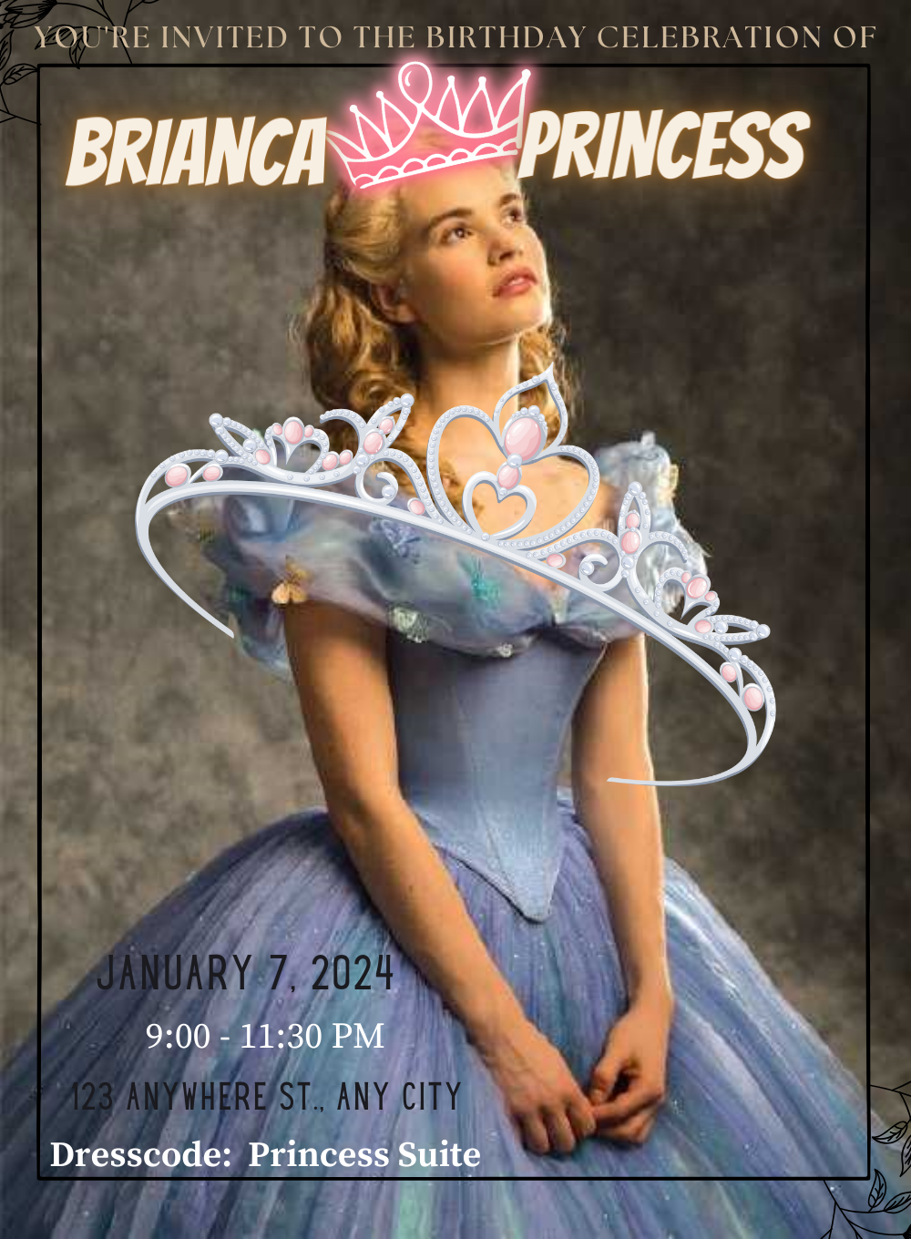 open lace back dress Blue Cindrella Princess Invitation – King of Cards