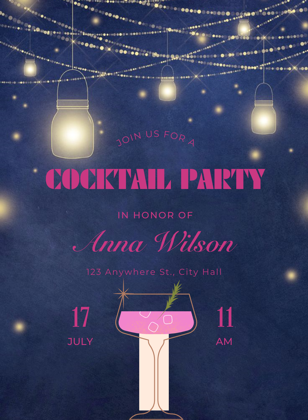 Blue Lanterns Cocktail Party Invitations-AACPI026