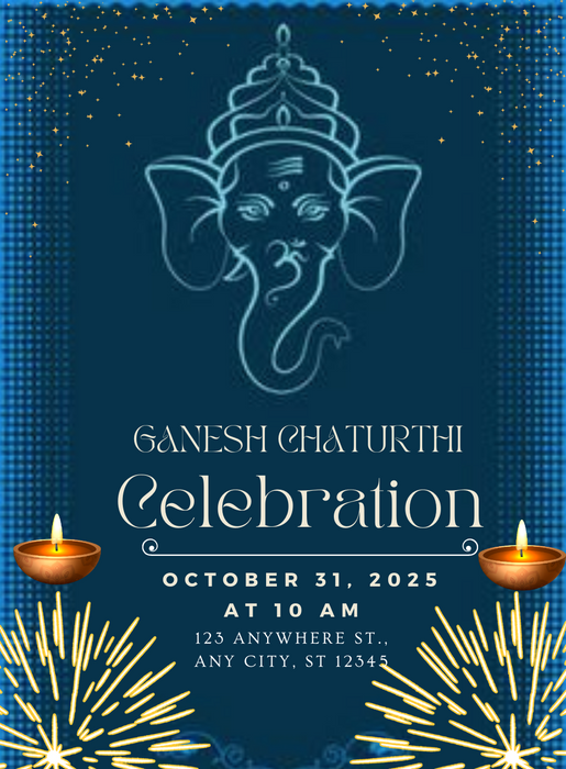 Blue Lit Ganesh Chaturthi Invitations-AAGCI013