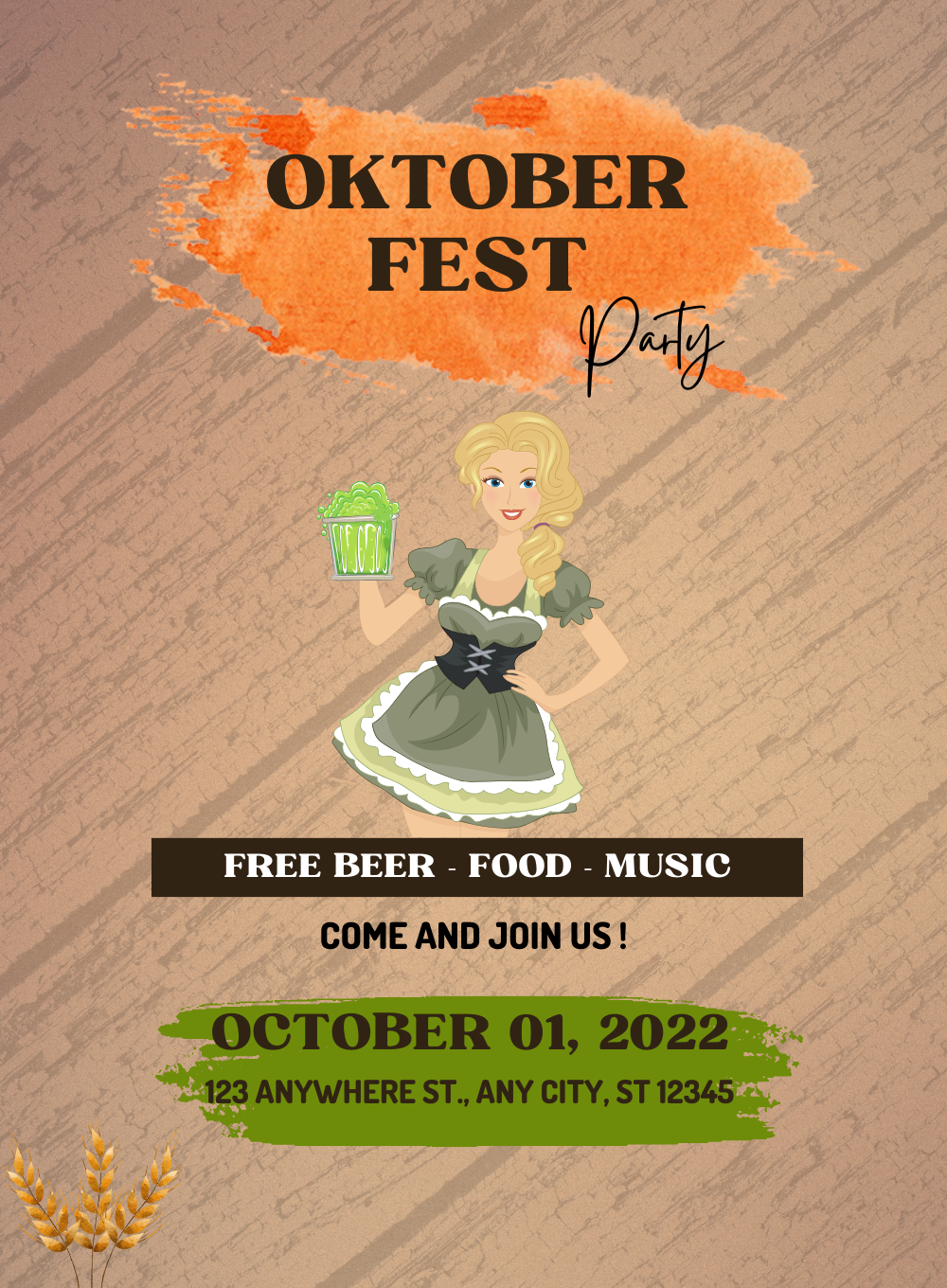 Brown Lady Oktoberfest Invitation-AAOKT010