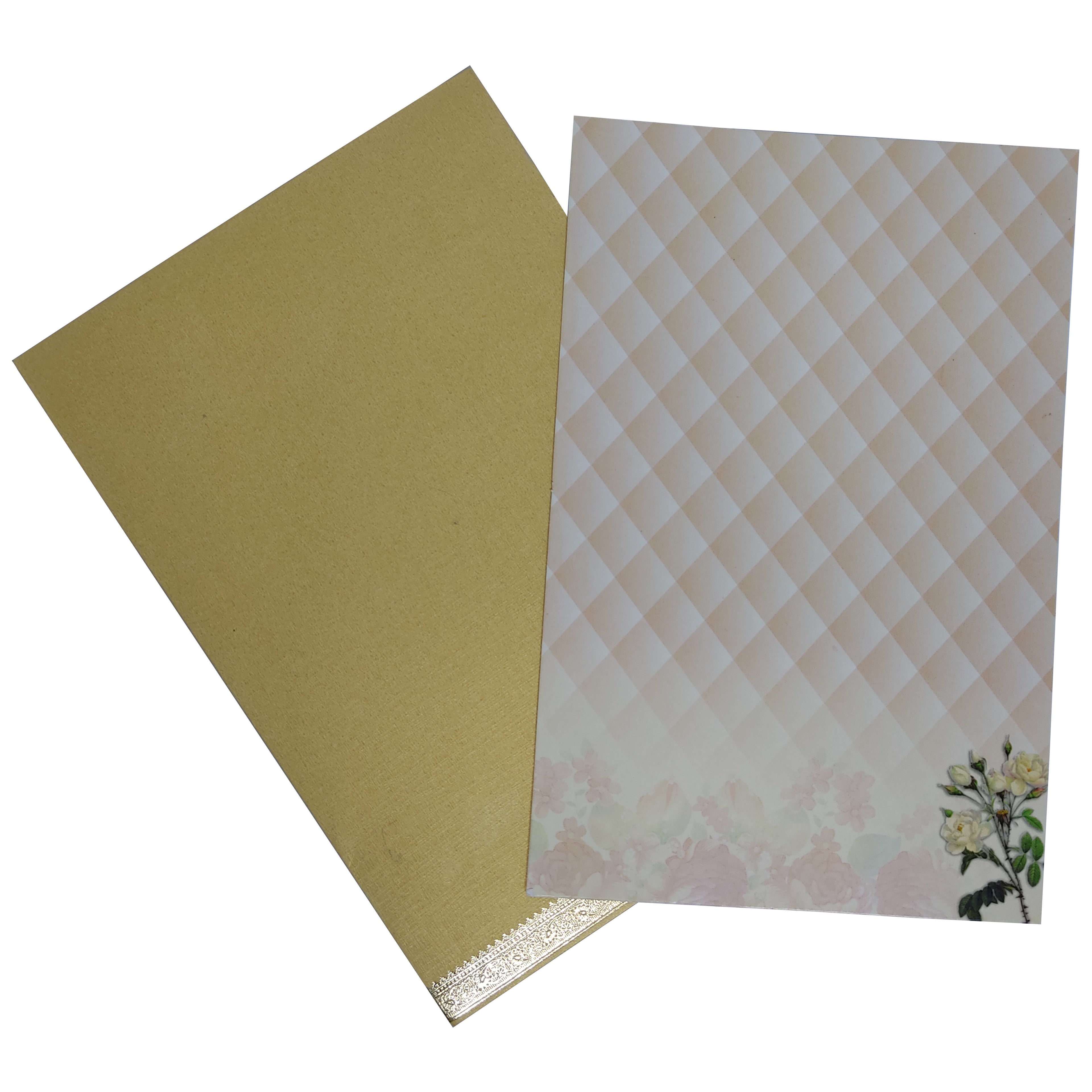 White Floral Single Sheet Invitation Card-KNS028GD