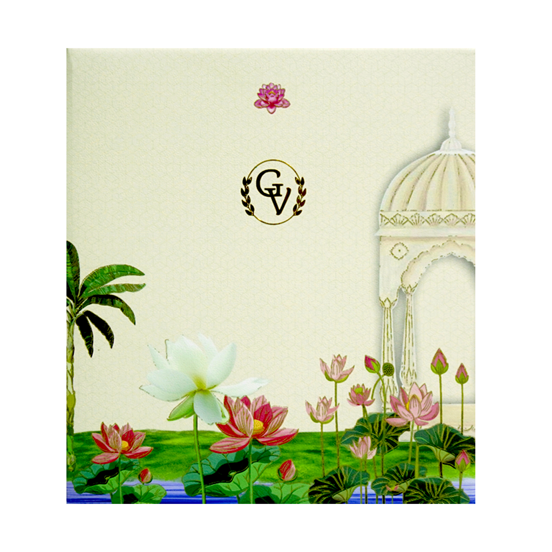 Cream Lotus Marriage Card-King of Cards