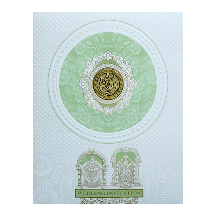 White Balaji Padmavthi Green Floral Wedding Card-King of Cards