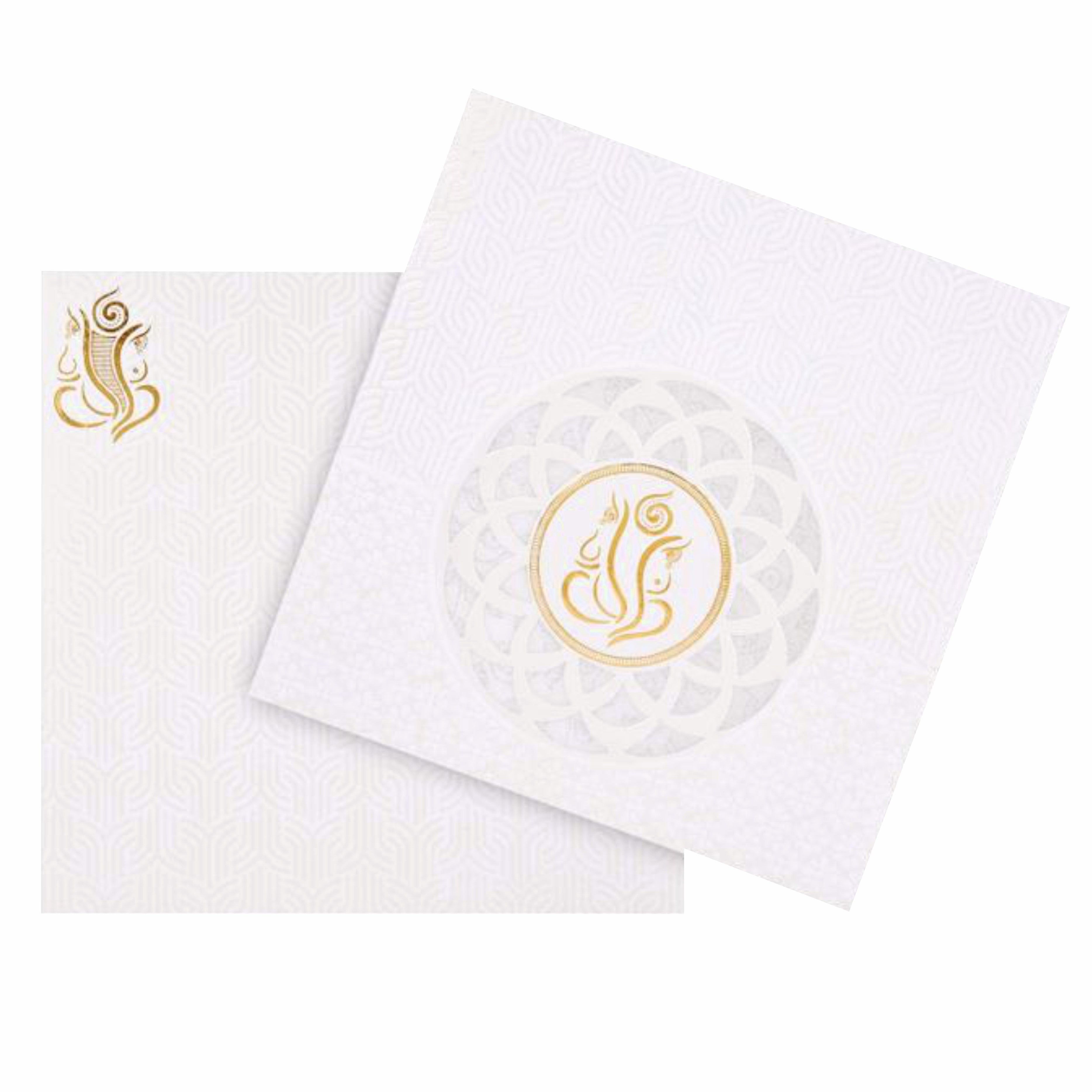 Dazzling Cut Design With Ganesha Theme Wedding Card - KNK30521
