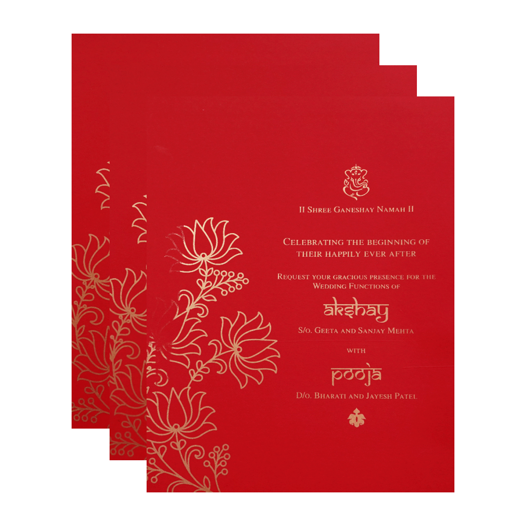 Red Floral Marriage Card-KPR09410