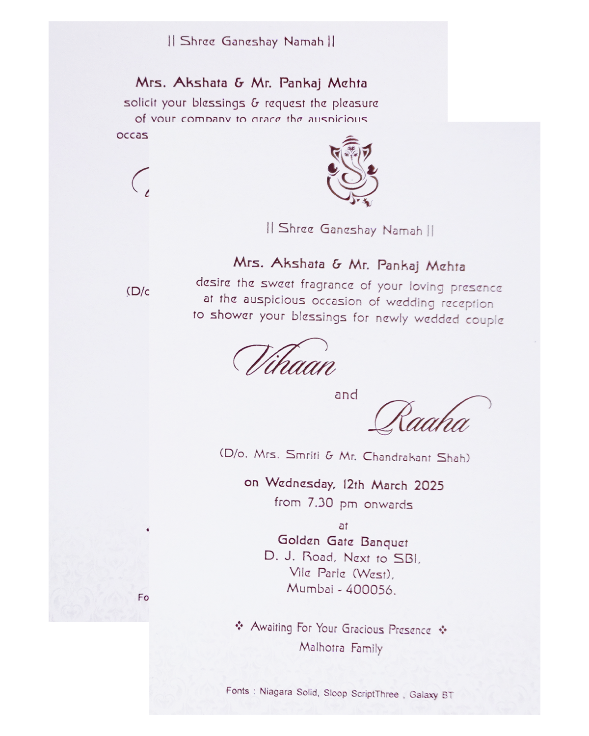 Crepe Pink Padded Wedding Card-King of Cards