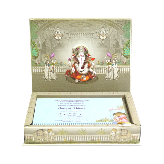 Beige MDF Wedding Box-King of Cards