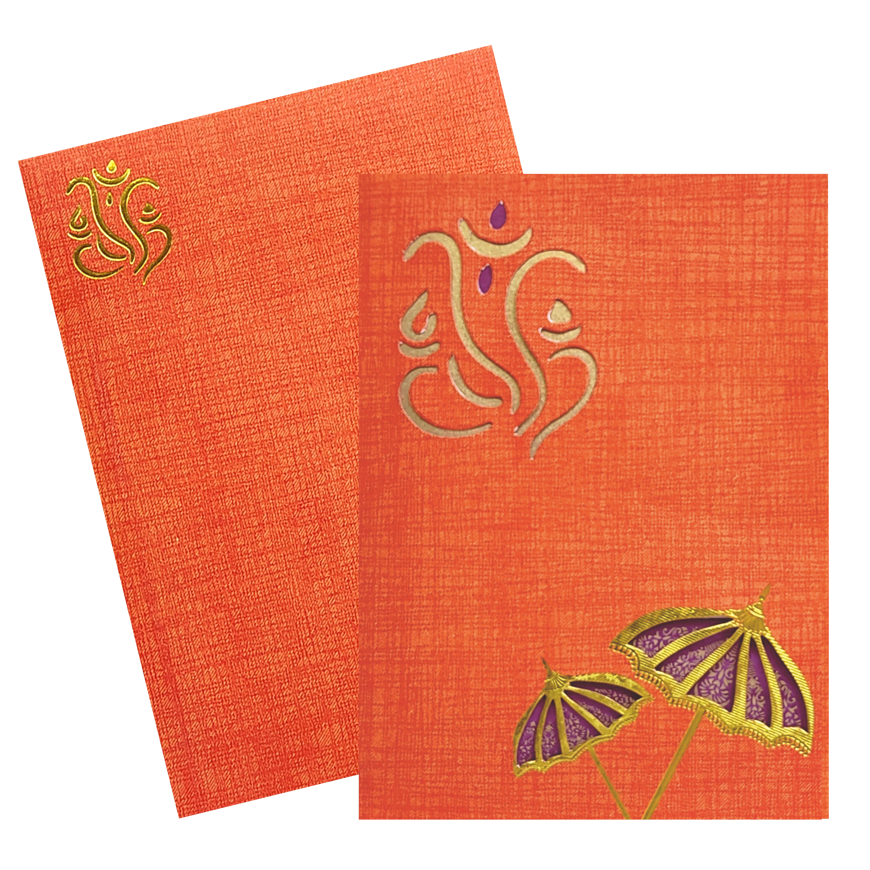 Classic Yellow Shading With Cut Ganesha Wedding Card-KNCM104G