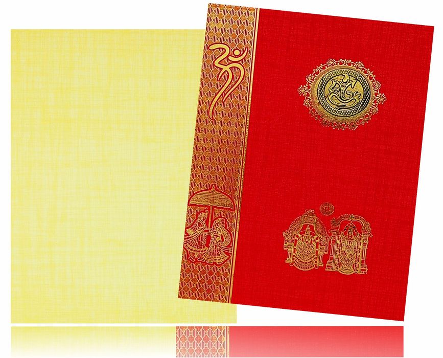 Red Classic Paper Print Balaji And Padmavathi Wedding Cards-KNCP817R-King of Cards