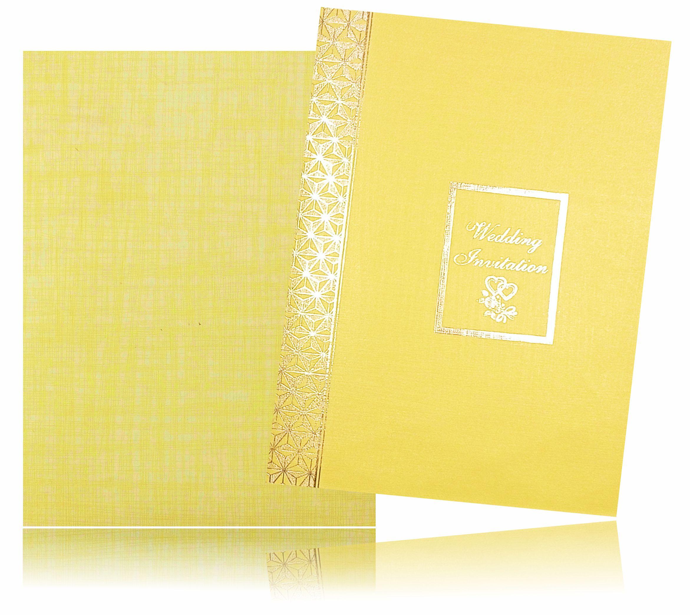 Gold Classic Paper Print Wedding Card With Message Box In Centre-KNCP813G