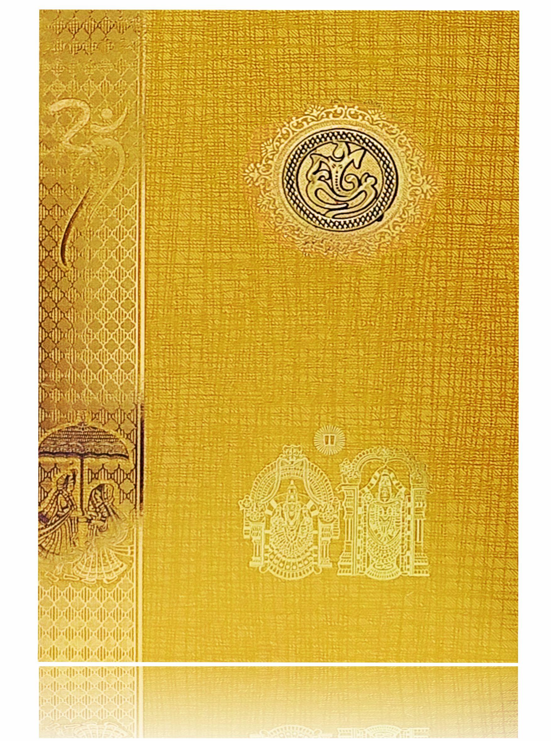 Gold Classic Paper Print Wedding Cards With Bride And Groom-KNCP817N
