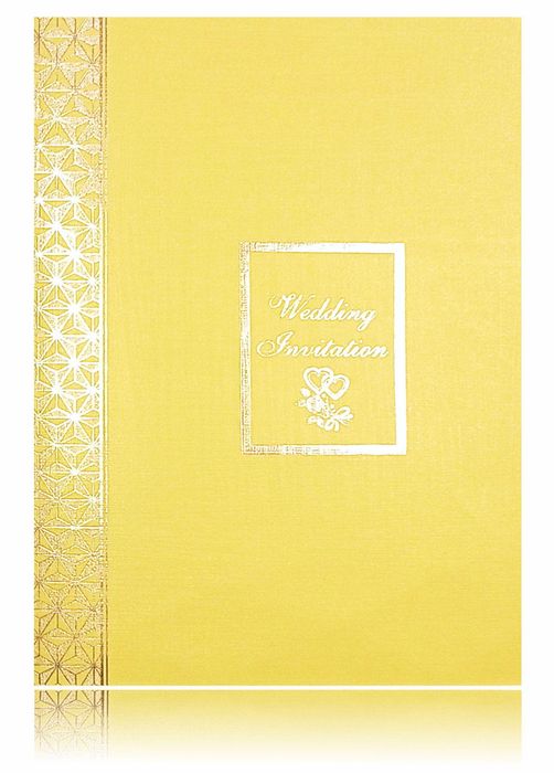 Gold Classic Paper Print Wedding Card With Message Box In Centre-KNCP813G-King of Cards