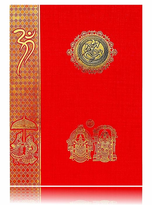 Red Classic Paper Print Balaji And Padmavathi Wedding Cards-KNCP817R-King of Cards