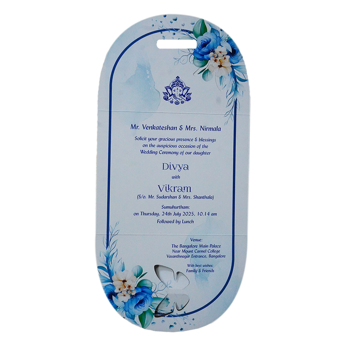 Butterfly Green And Blue Wedding Card-King of Cards