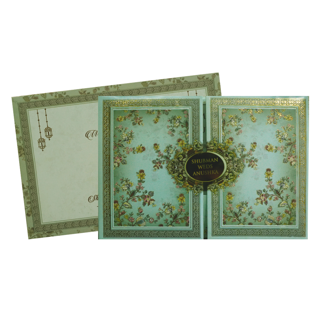 Mint Green Marriage Invitation Card-KRB8250