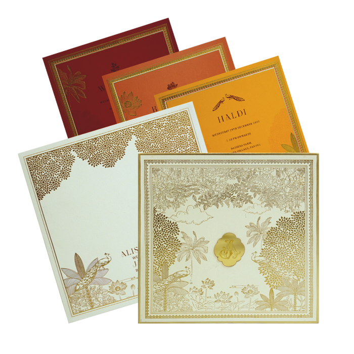 Cream Gold Foiled Wedding Card Design-King of Cards