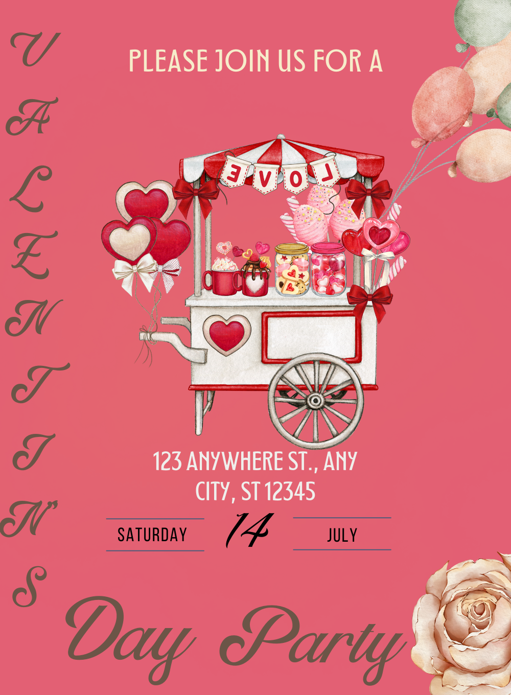 Candy Cart Valentines Day Invitation-AAVAl004
