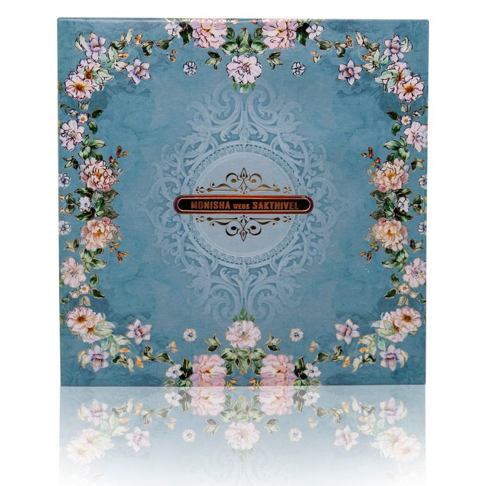 Blue Padded Premium Floral Design In Offset-KNPO5512B-King of Cards