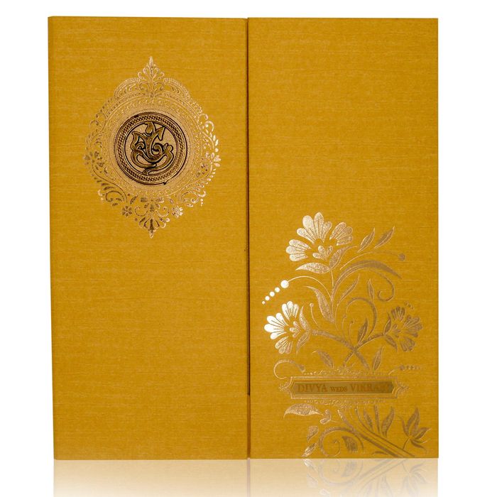 Gold Padded Open Door Floral In Gold Foiling-KNPS7503G-King of Cards