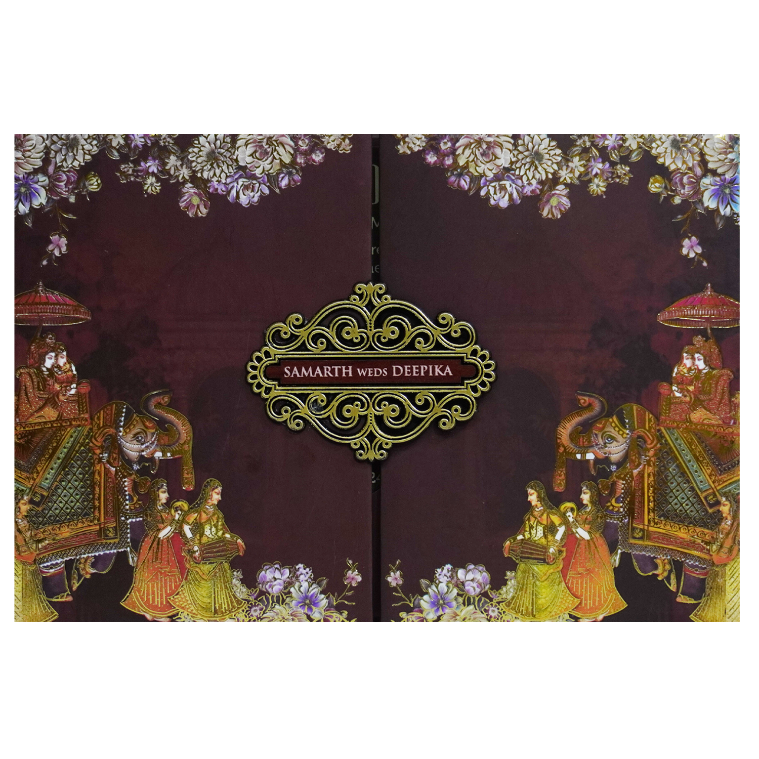 Chocolate Brown Floral Invitation-KVN07120